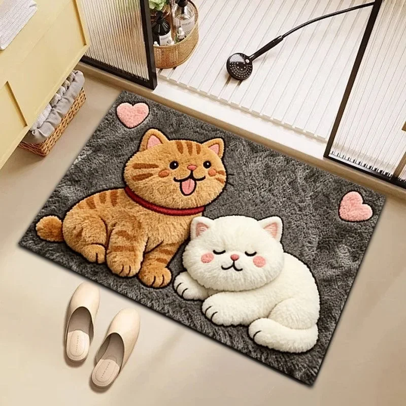 3D Cute Pet Diatomaceous Earth Bath Mat, Fast Water Absorbing Non Slip Bathroom Rug, Easy Clean Floor Mat for Indoor