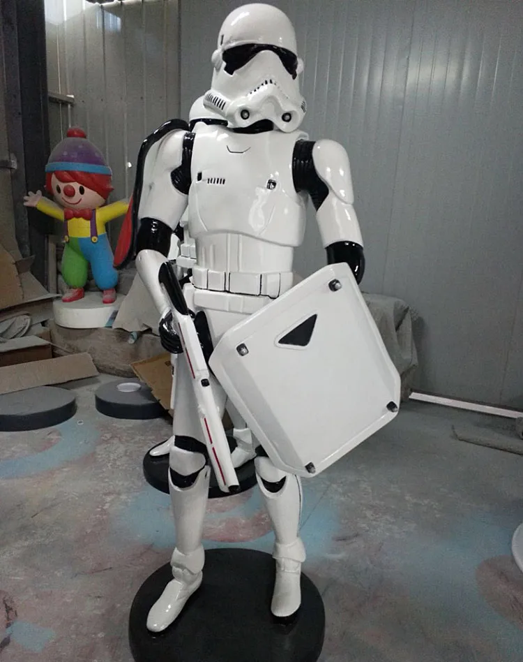 Hot Sale Customized TV Movie Character Sculpture Live Stormtrooper Character Fiberglass Life Size Stormtrooper Statue Sculpture