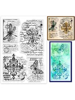 1Sheet Retro Floral Background Clear Stamps Baroque Pattern Silicone Clear Stamp Seals Butterfly Dragonfly Transparent Stamps