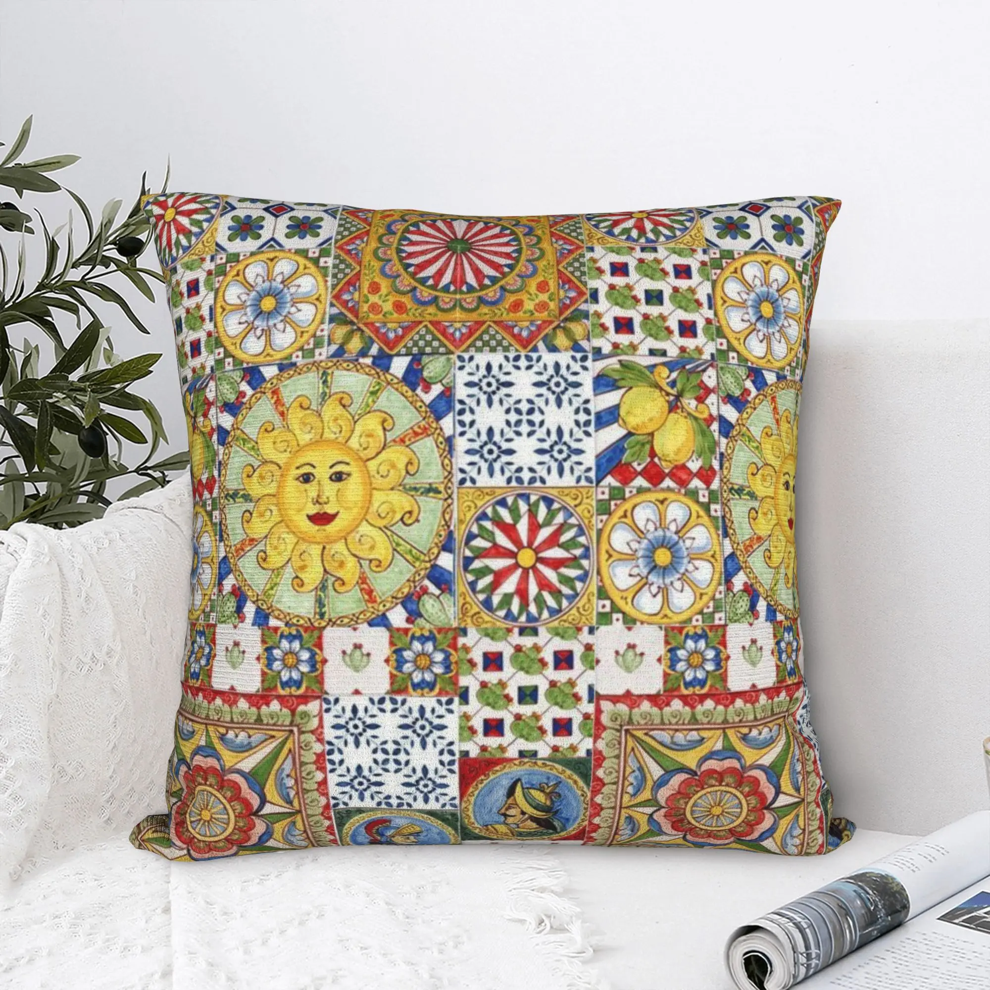 Pillow Cover Italy Cute Print Sicilia Sicily  Retro Trendy Pillow Case For Living Room Bed Chair Pillowcases