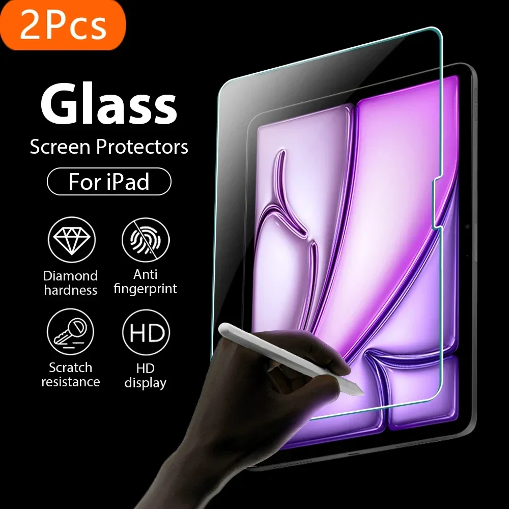 

2Pcs Tempered Glass For iPad 10th Generation Pro 11 12.9 13 M2 M4 Screen Protector For iPad Air 11 5 4 3 Mini 6 7th 8th 9th 10.2