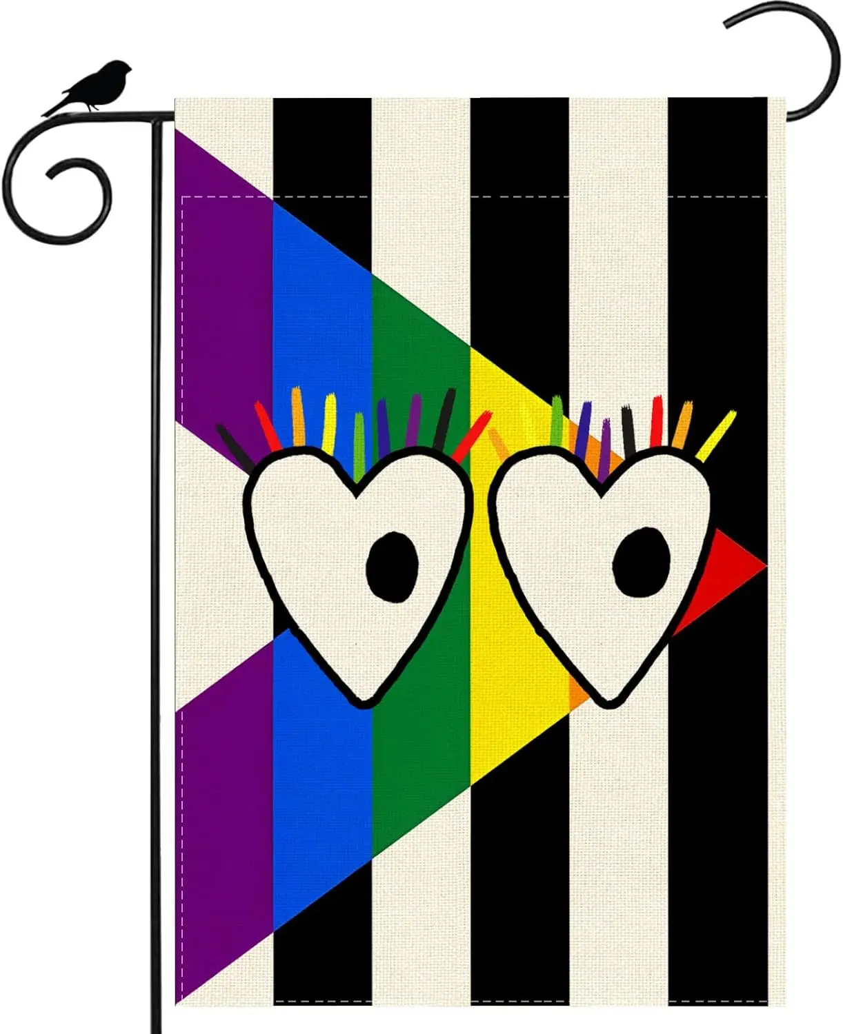 Funny Rainbow Love Heart Pride LGBTQ Garden Flag Inclusion Diversity Lesbian Gay Bisexual Transgender Equality Yard Flag 12x IIC
