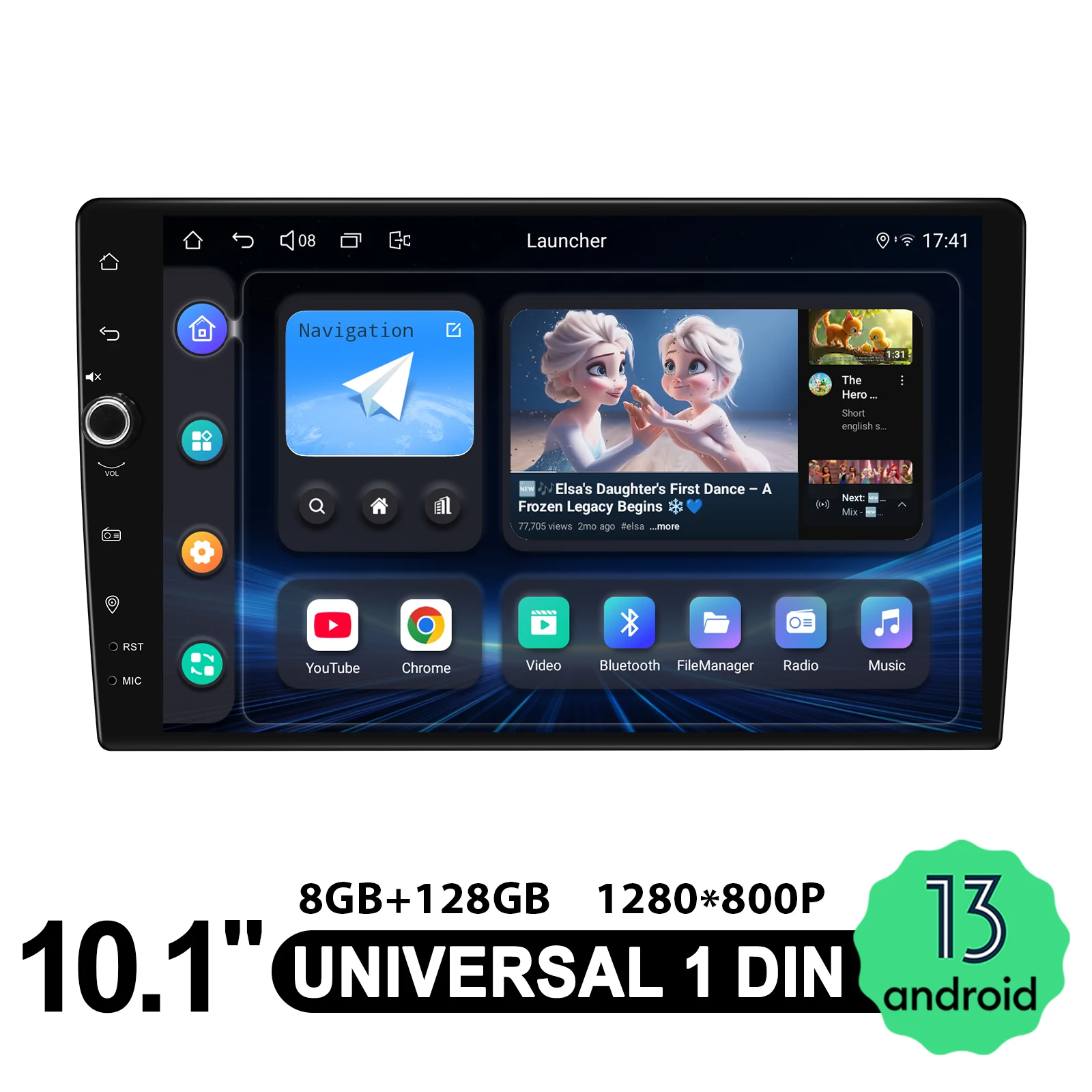 JOYING 10''Car Audio System Universal Multimedia Player Car Stereo Radio Support Rear Camera Big Button Design for Safe Driving