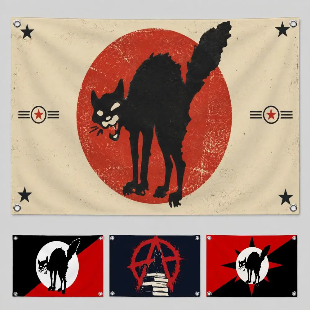 Anarchist Black Cat Flag Flags Home Yard & Garden Decor Banner - Indoor Outdoor Wall Hanging Flag