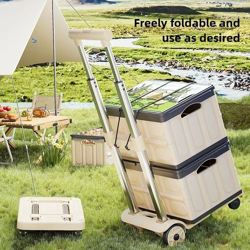 Household Goods Luggage Pull Rod Pickup Small Cart Folding Household Portable Cargo Handling Trailer Shopping Grocery Cart