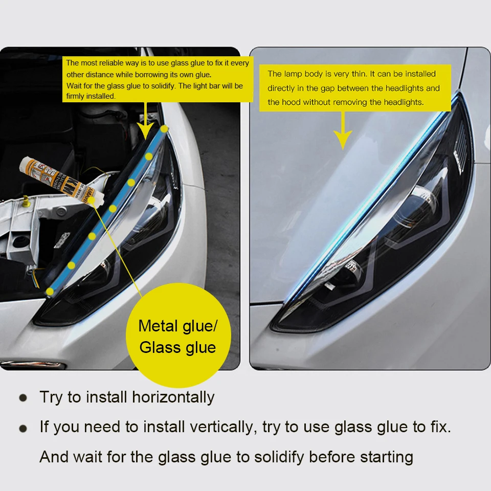 2x 2021 Newest Start-Scan LED Car DRL Daytime Running Lights Auto Flowing Turn Signal Guide Thin Strip Lamp Styling Accessories view 2