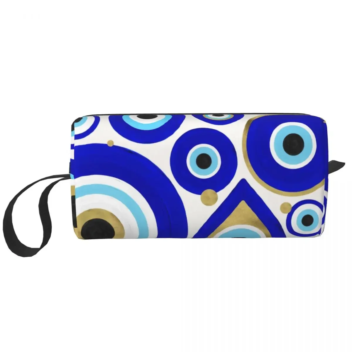 Evil Eye Charms On White Cosmetic Bag Women Fashion Big Capacity Moroccan Nazar Makeup Case Beauty Storage Toiletry Bags