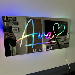 Personalized Mirror Lamp with Heart, Name