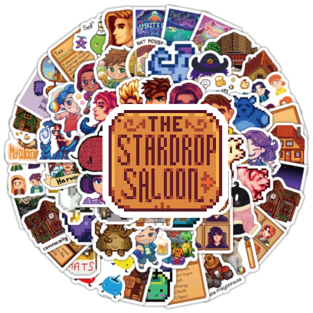 103PCS Game Stardew Valley Sticker Pixel Stijl Graffiti Grappige Decoratieve Briefpapier Doos Plakboek Dagboek Waterdichte Sticker Speelgoed