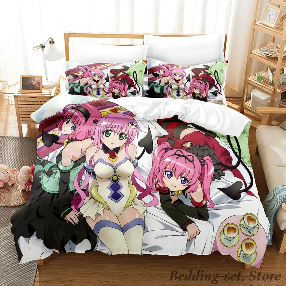 

New To Love Ru Bedding Set Single Twin Full Queen King Size Bed Set Adult Kid Bedroom Duvetcover Sets Anime parure de lit Bed