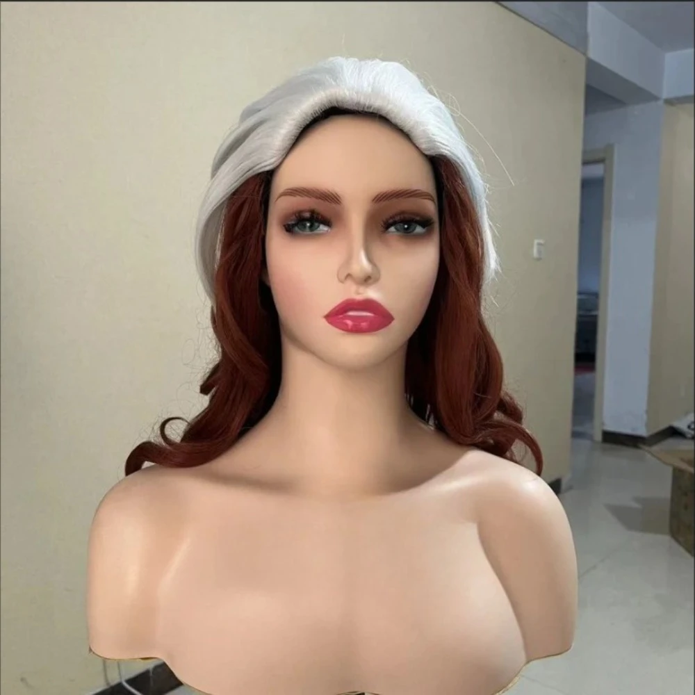 

Синтетический парик для косплея Анны Мари из X-Men Rogue, длинный, кудрявый, волнистый, коричневый с белым, термостойкий