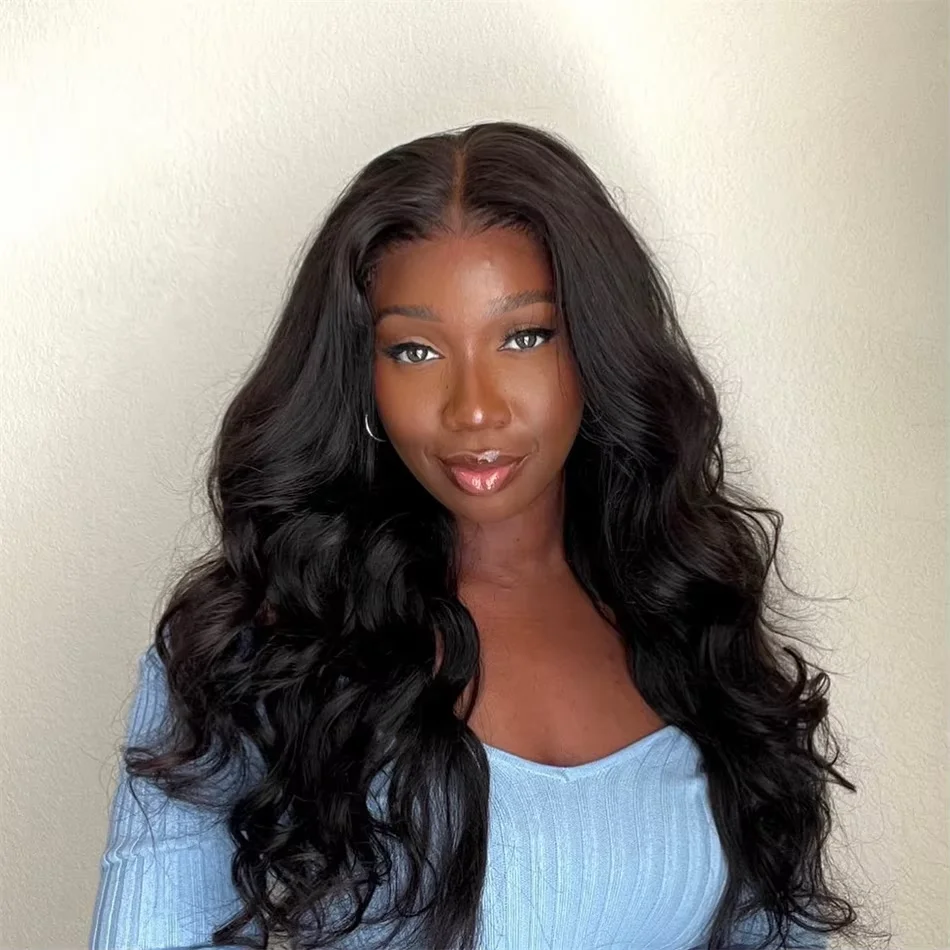 Perruque V-Part en cheveux humains brésiliens Remy, couleur naturelle, ondulée, densité 200%, sans colle, entièrement fabriquée à la machine, sans besoin de laisser de cheveux de côté, cuticules alignées, douce et rebondissante, minimale perte de cheveux, résistante à la chaleur, perruques pour débutantes, adaptées aux femmes noires.