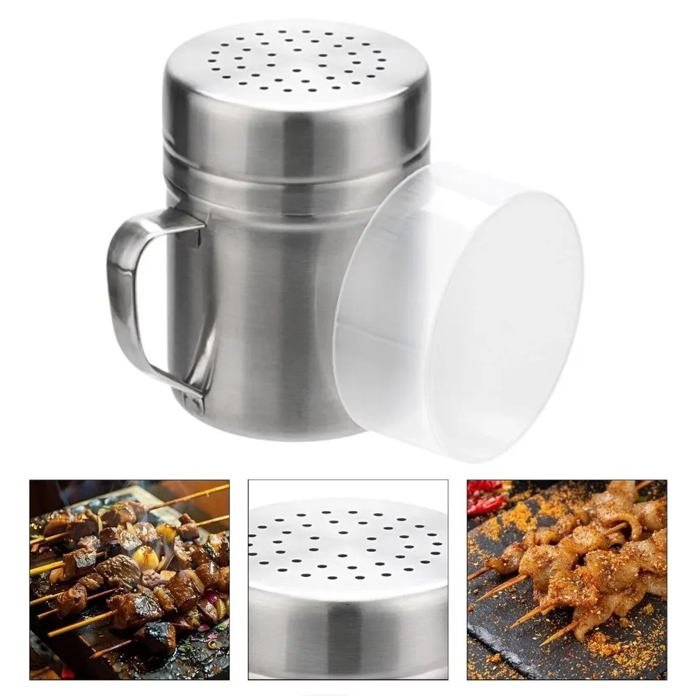 New Stainless Steel Seasoning Shaker Rust-resistant with Handle Seasoning Jar Easy to Clean with Cover Pepper Container Kitchen