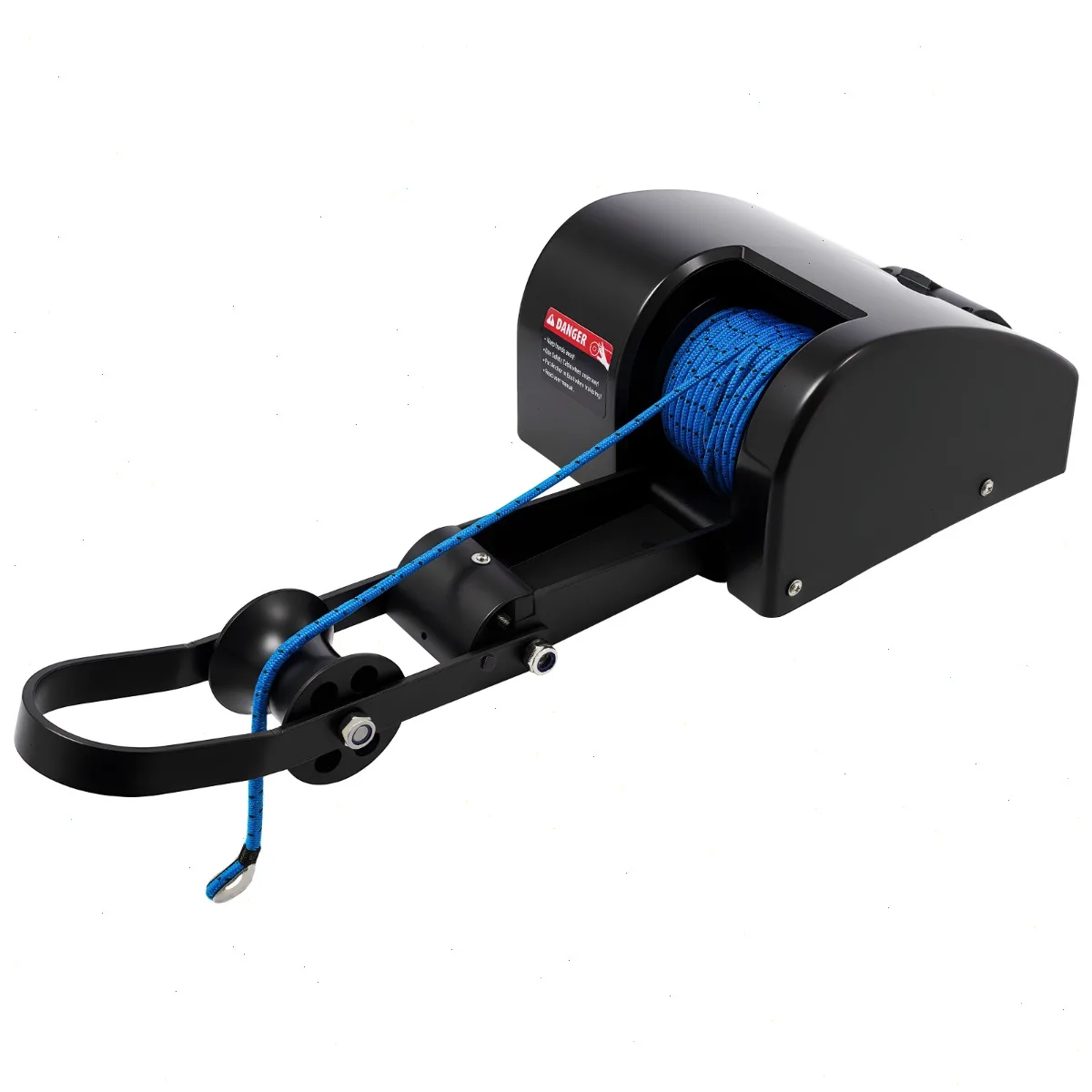 Boat Winch, 45lbs Electric Anchor Winch, Remote Controlled Marine Anchor Windlass, 12V 35lbs Max Load, 100ft Super Strong Rope, Anti-Rust Black Steel, for Yacht Fishing Pontoon