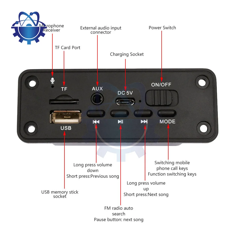 12V LCD MP3 Decoder amplificatore 2*5W Bluetooth 5.0 modulo ricevitore Audio APE FLAC WMA WAV Decoder microfono supporto Radio FM