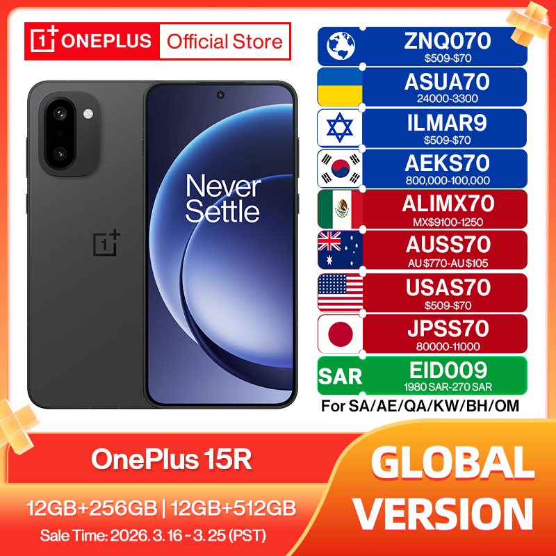  All New OnePlus 15R Global Version Smartphone Snapdragon 8 Gen 5 7400mAh Battery 80W SUPERVOOC 165Hz Display Bluetooth 6.0 