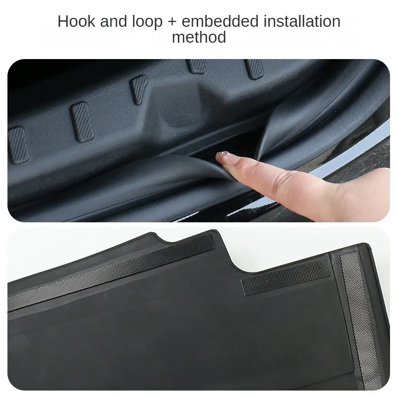 For Tesla New Model 3+ Highland 2024 Rear Trunk Cargo Threshold Strip TPE Guard Metal Back Sill Anti Scratch Protection Cover