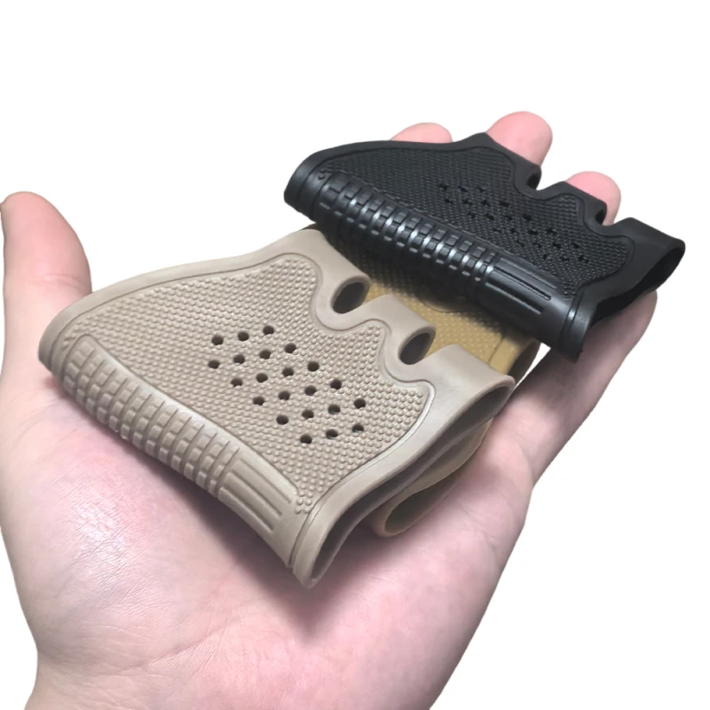 2 Stück taktische Pistolenholster-Gummigriff-Handschuhhüllen, rutschfeste Schutzhüllen für Handfeuerwaffen, passend für 17, 19, 23, Airsoft, Jagd – Detail 9
