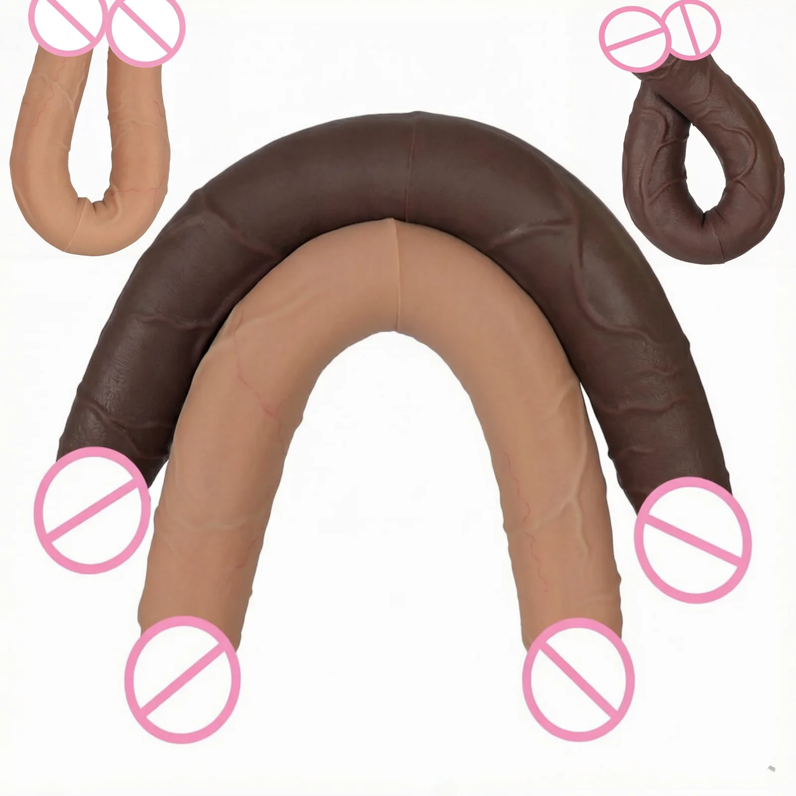Soft Silicone 46cm Dual-headed Dildo Flexible Realistic dildo Penetration Adult sextoy Waterproof Phallus Vagina Anal Stimulatio