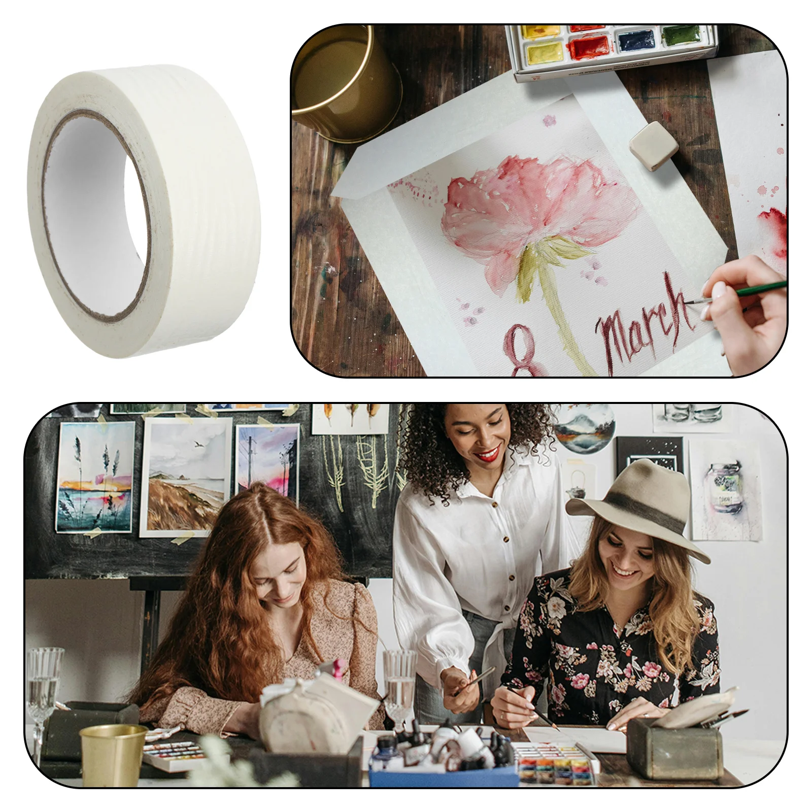 

1 Roll Paint Masking Tape Masking Tape 50 Meter Length for Precise Paint Application DIY Projects White Painting Tape,