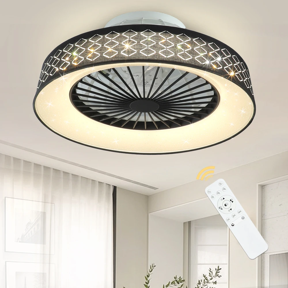 Depuley-Ventilateur de Plafond Invisible avec Lumière LED, Intensité Variable, Température Intermittente, Chambre, Salon, Cuisine, 3 Documents, 47cm