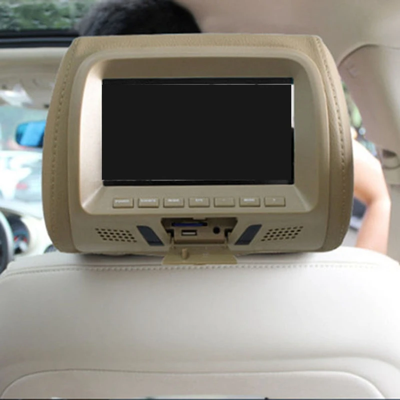 Universal 7Inches Car Headrest Monitor Screen Fit For AV USB SD MP4 MP5 FM Beige