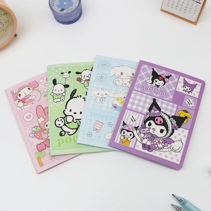 16pcs/lot Sanrio Kuromi Melody Pochacco Cinnamoroll Notebook Cute Portable Note Book Diary Planner Stationery Gift School Supply