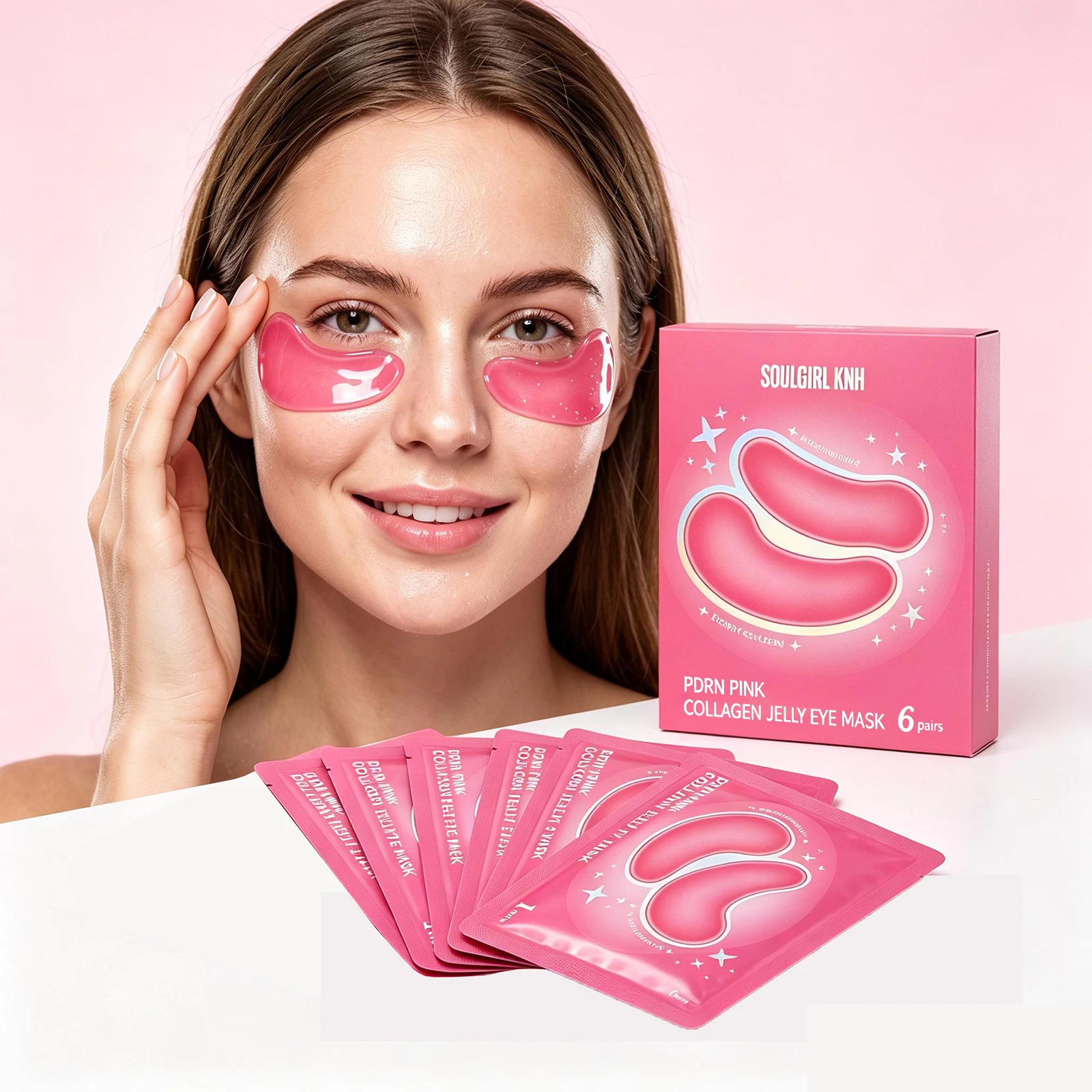 PDRN Pink Collagen Jelly Eye Mask Hydrating Moisturizing Firming Elastic Eye Pads Smooth Fine Lines Under Eye Skin Care