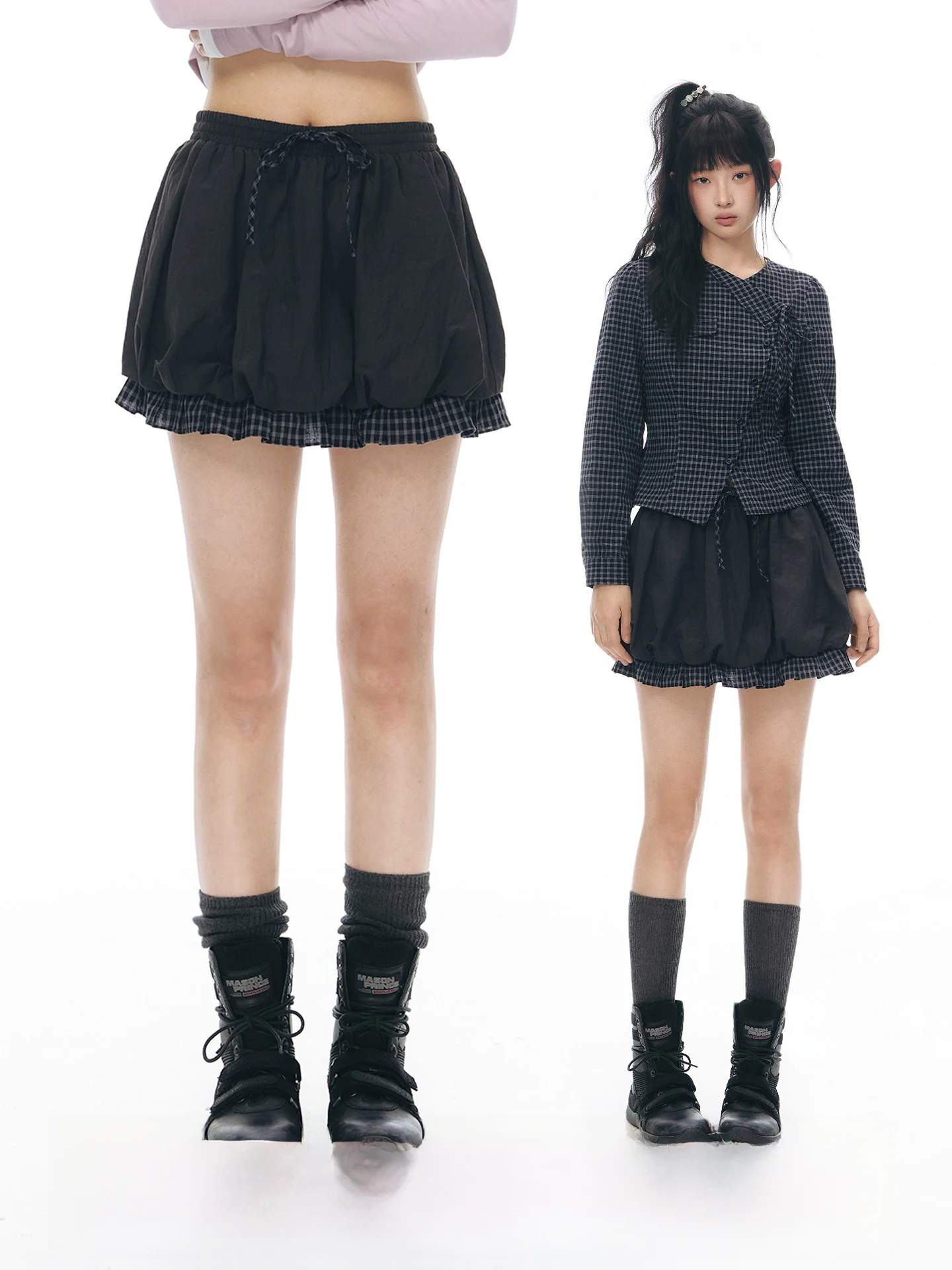 

Оригинальная женская короткая юбка NAPSNAPS, новая весенняя коллекция, с пэчворком, высокой талией и эластичной резинкой, облегающая фигуру