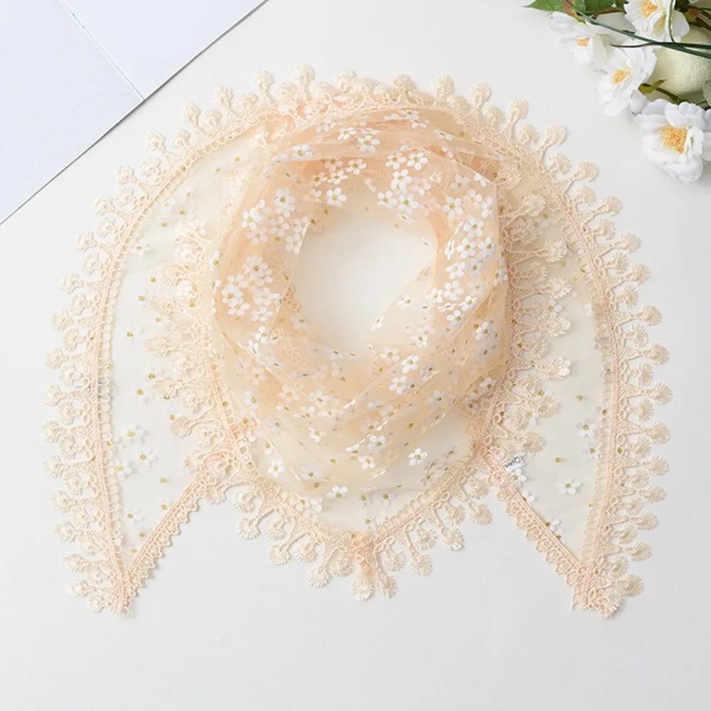 Fashion Patchwork Women Tulle Shawl Hollow Flower Wedding Bridal Shawl Multicolored Tassel Triangle Scarf Wedding Accessories