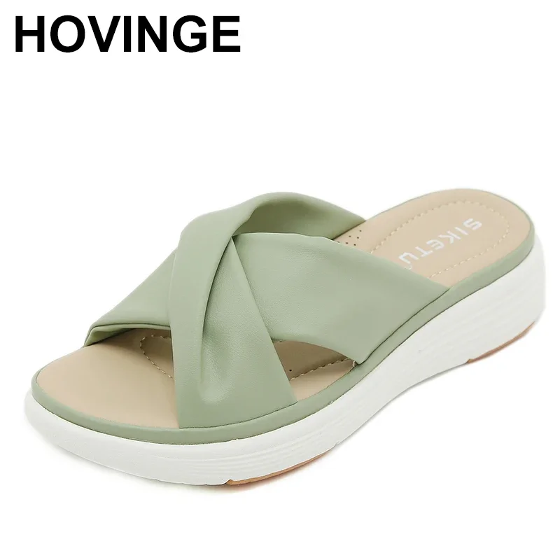 Loafers Slippers Casual Summer Women's Shoes Low Pantofle Shale Female Beach Rubber Flip Flops PU Slides Shallow Luxury 2024