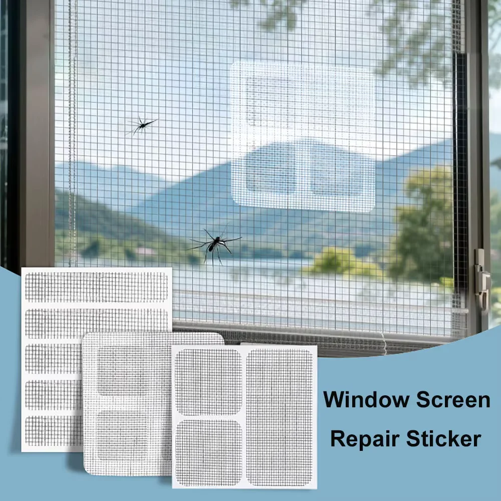 10pcs Fiberglass Window Screen Repair Sticker Home Anti Mosquito Fly Bug Insect Repair Screen Wall Patch Stickers