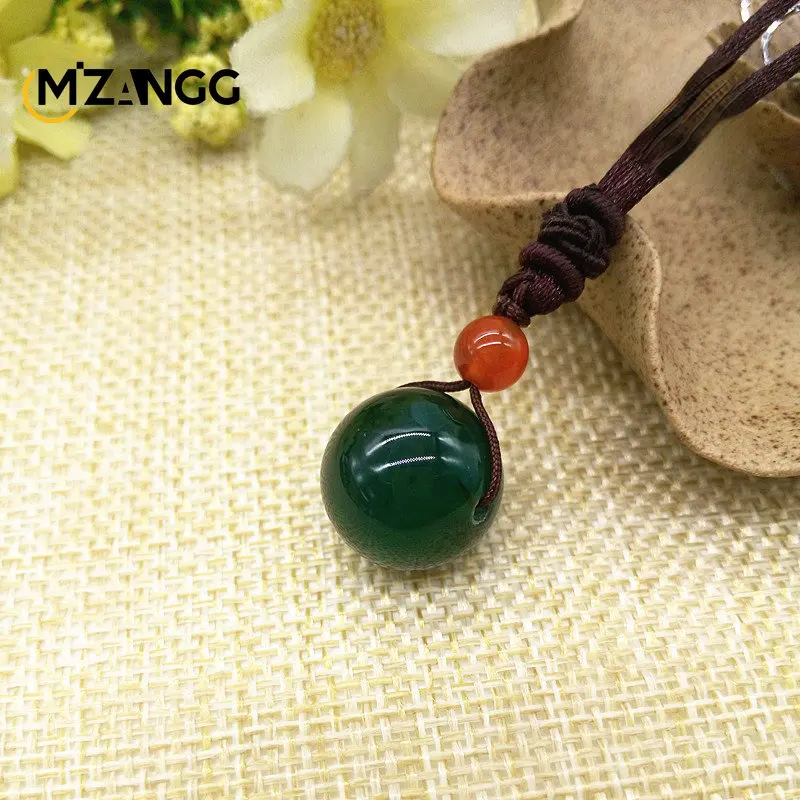 Personalized Agate Pendant Necklace Green Chalcedony Carnelian Single Bead Jade Pendant Minimalist Necklace