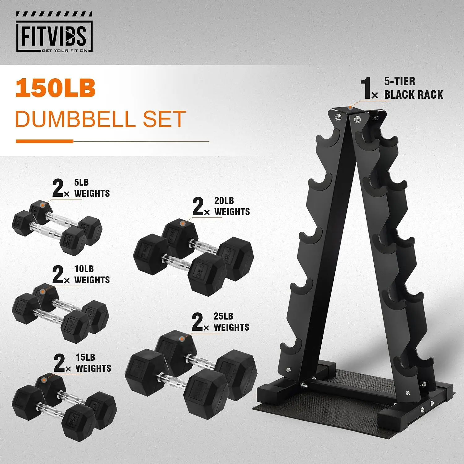 Dumbbell Weight Rack Storage Stand Set 150 LBS Black