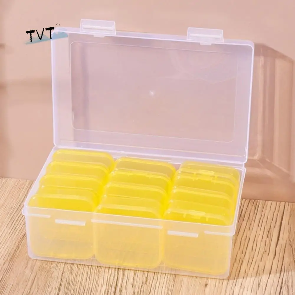 

12 Grids Jewelry Beads Storage Case Colorful Multi-Functional Rhinestone Nail Design Organize Plastic DIY Pudding Bean Container