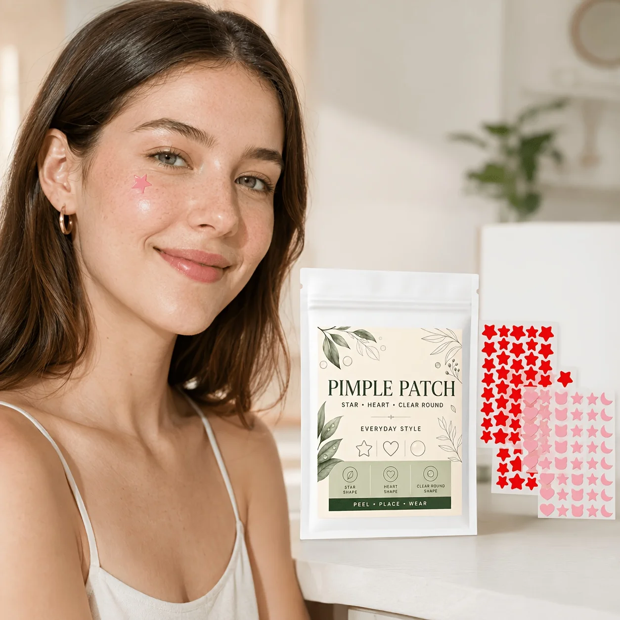 325PCS Colorful Star Heart Acne Patches, Cute Pimple Stickers, Decorative Face Patches, Party Makeup Accessories for Daily Wear