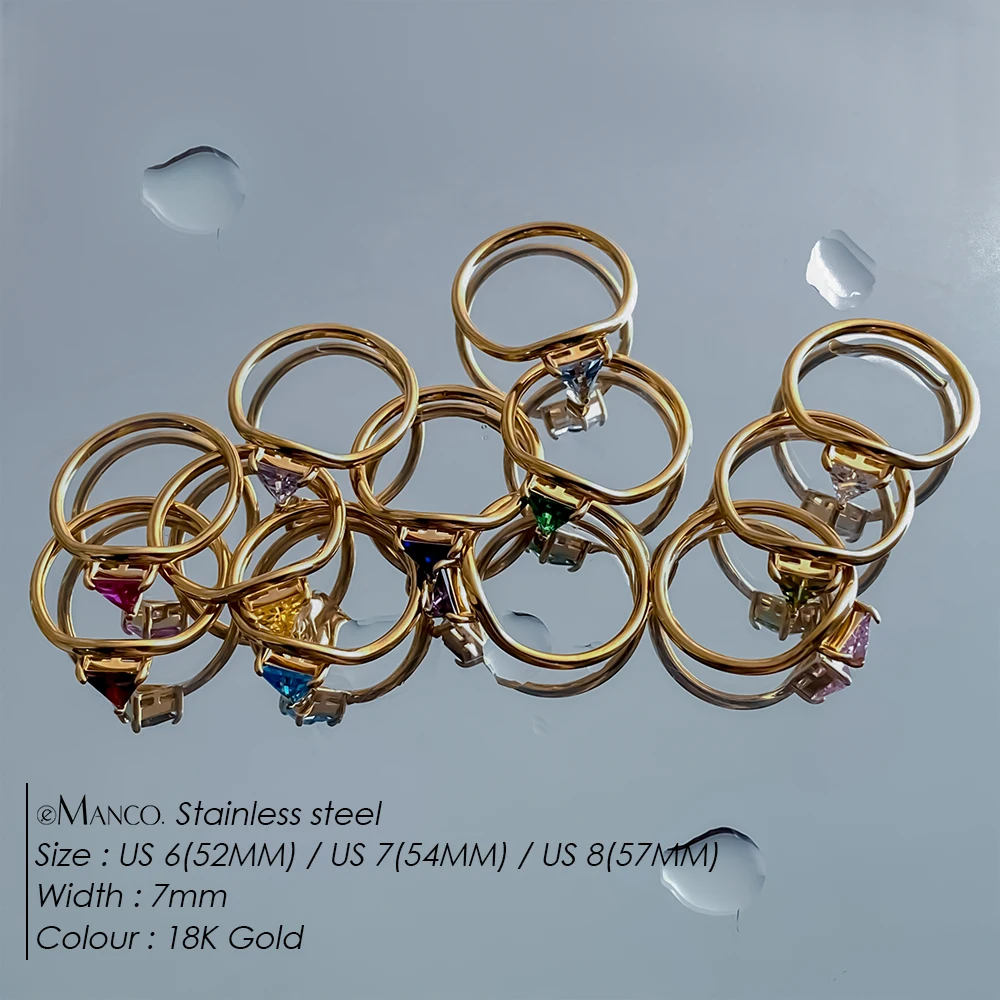 EMANCO  Stainless Steel Birthstone Ring for Woman Gold Color Simple Style Ring Festival Party Fashion Jewelry Dropshipping