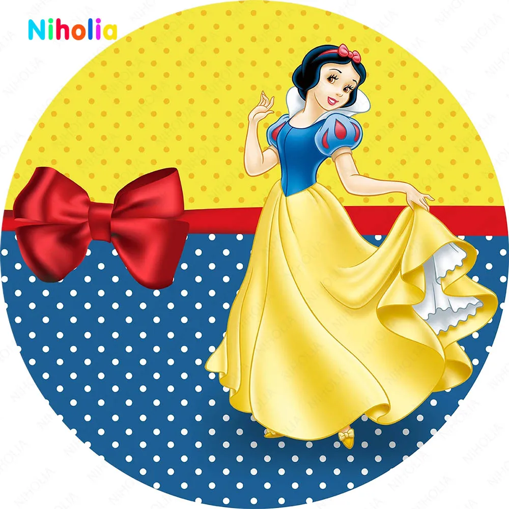 Snow White Round Backdrop Cover Kids Birthday Decoration Party Photo Photography Background Baby Shower Studio Prop
