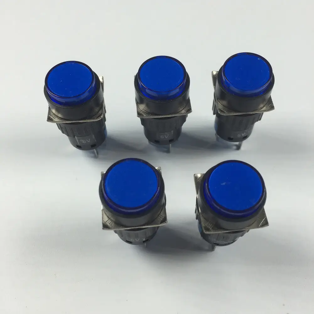5pcs Self-locking 5 Pins Indicator Light Lamp Round Type 6V 12V 24V 220V