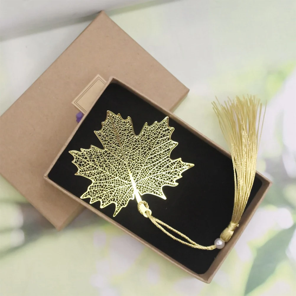 

2Pcs Maple Leaf Bookmarks Women Metal Bookmark Gift Decorative Page Marker Easy Reading Brass Student Supplies