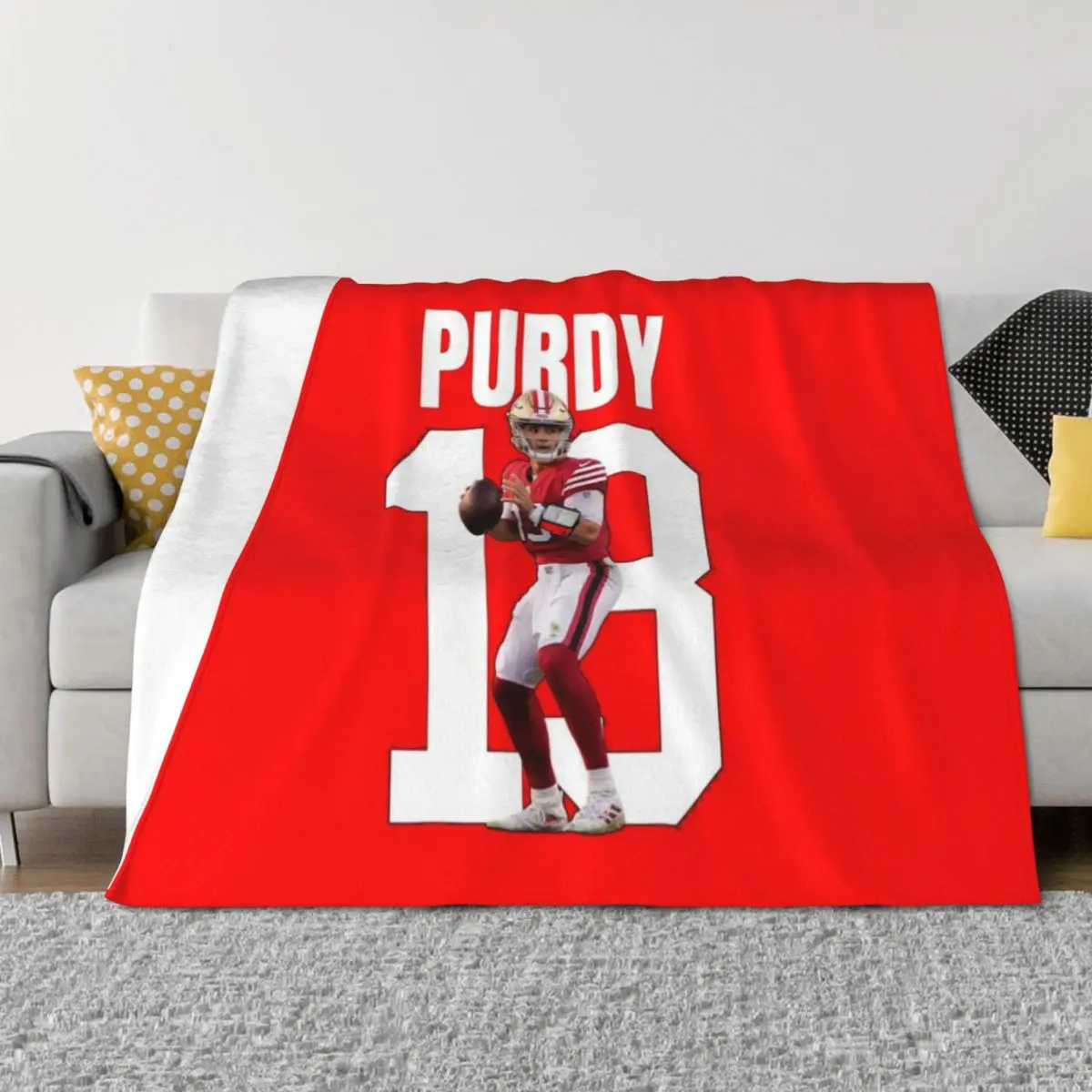 

Brock Purdy Throw Blanket Quilt Multi-Purpose Personalized Gift Winter beds Blankets