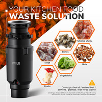 Continuous Feed Garbage Disposal with Sound Reduction,1/2 HP Food Waste Disposer with Stainless Steel Grinding System