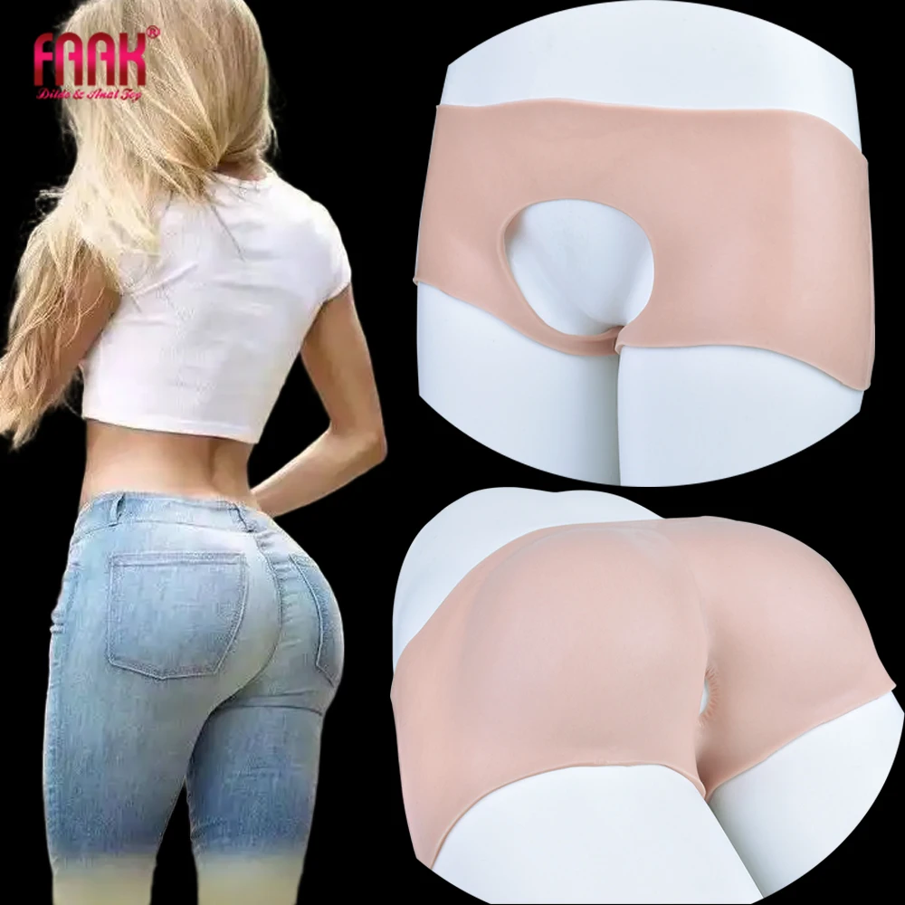 

FAAK Silicone Hip Enhancer Open Crotch Pants Butt Lifter Realistic Vaginal Panties Hiding Gaff Men's Cross-Dressing Underwear