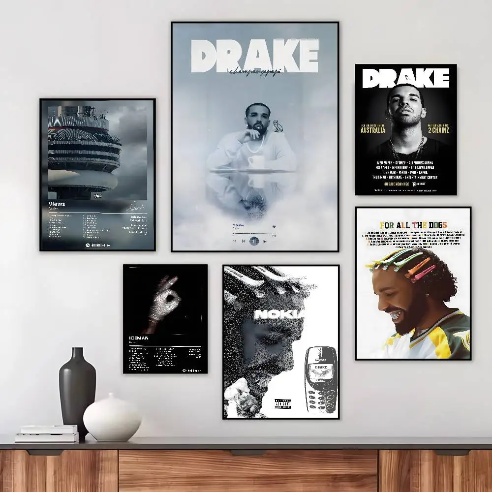 Black and White Drake Concert Poster Art canvas HD aesthetic Printing Paper Wall Art for Living Room Bar fashion Home Decor