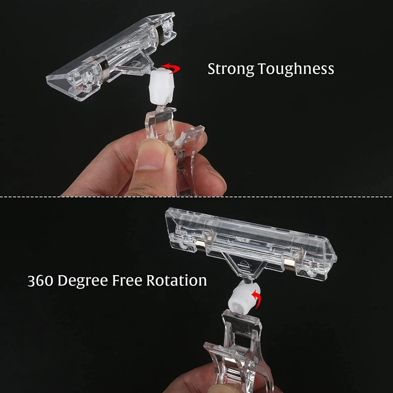 10 Pcs Double Sided Tag Clips 360° Swivel Business & Store Sign Holder for Office Store Business Supermarket Exhibition