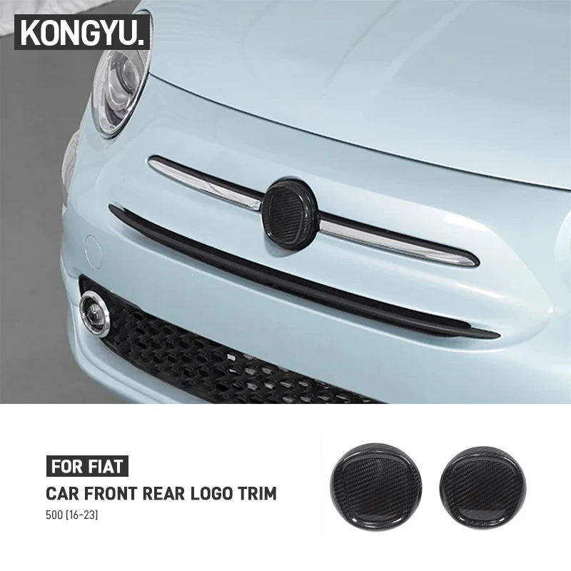 

For Fiat 500 2016-2023 Real Carbon Fiber Car Front Rear Logo Trim Cover Decorative Sticker Exterior Protection Accessories