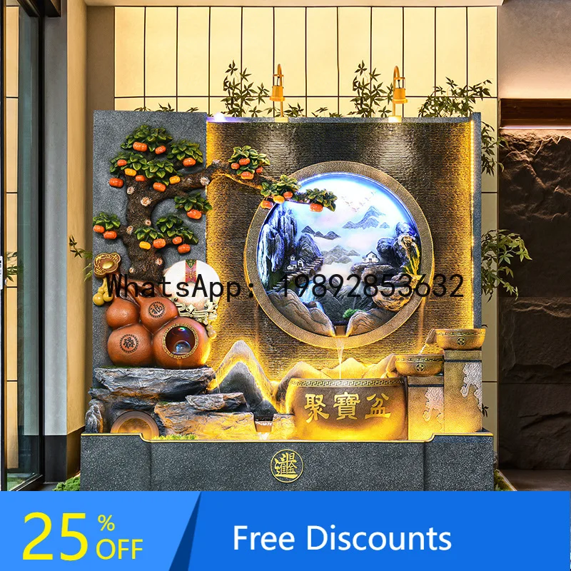 LYY Fake Mountain Water Fountain Living Room Office Decoration Landscape Company Wealth-Attracting Water Curtain Wall