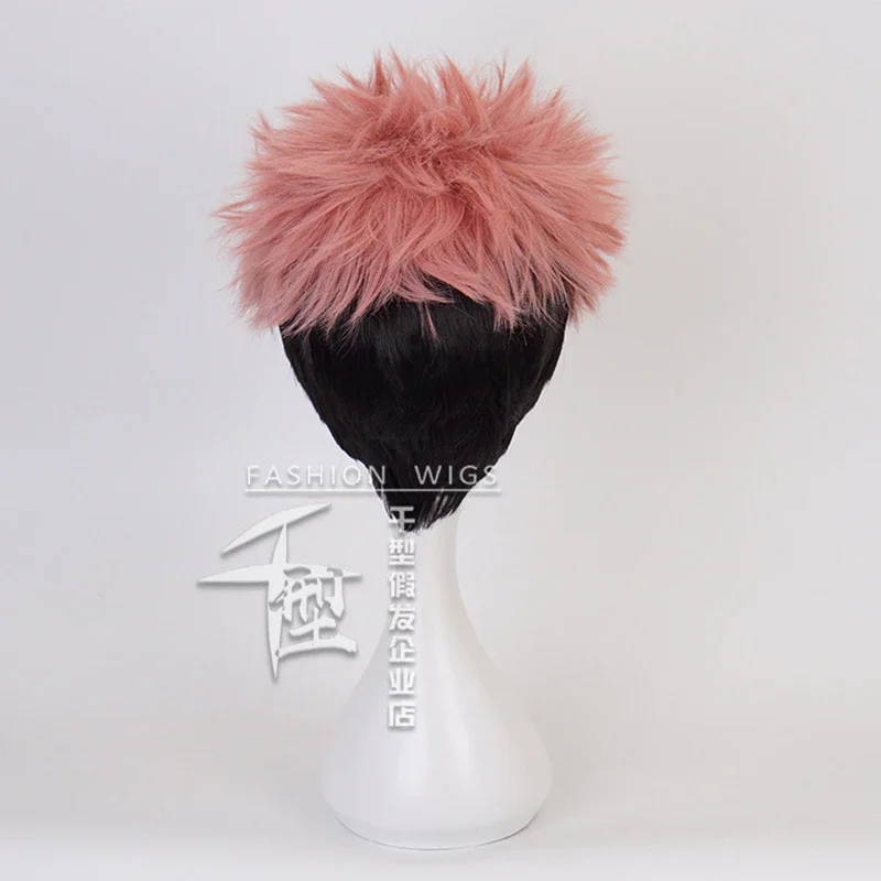 Anime Jujutsu Kaisen Cosplay Yuji Itadori Wig Jujutsu Kaisen Yuji Itadori Pink Black Short Heat Resistance fiber Hair Wigs