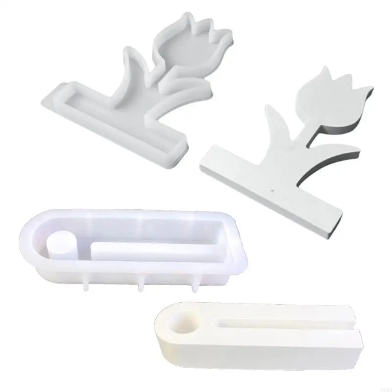 97QD Tulips Holder Resins Molds Candlesticks Silicone Molds Table Decorations