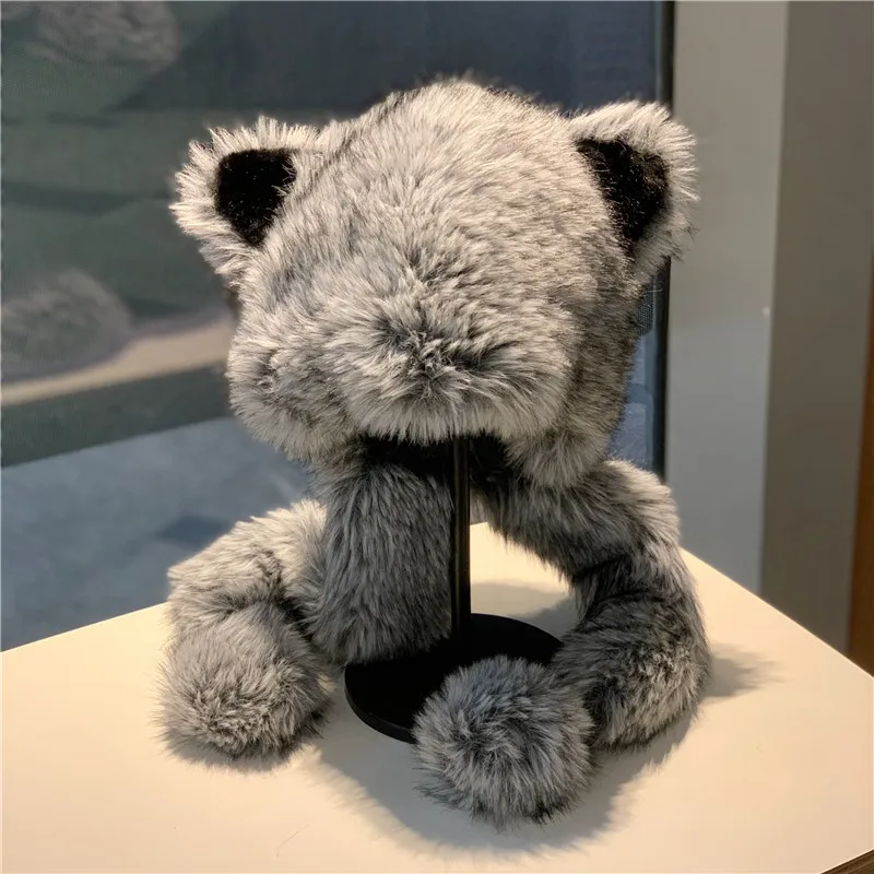 قبعة شتوية جديدة من فرو الثعلب للنساء في الهواء الطلق دافئة لركوب الخيل وحماية الأذن وشاح لطيف من قطعة واحدة هدية للفتيات #2